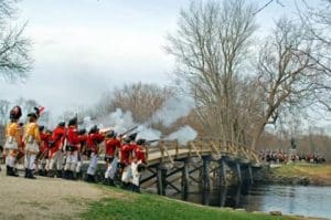 reenactment at the old north bridge